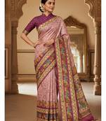 Multicolor digital print zarna silk blend saree with blouse
