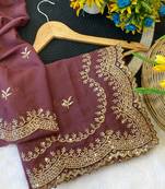 Onion multicolor sequece embroidery work star georgette saree with blouse