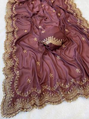 Onion multicolor sequece embroidery work star georgette saree with blouse 3