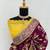 Wine hand dying & embroidery lace dola silk blend saree with blouse