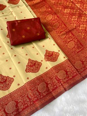 Chikoo top dyed weaving banarasi silk blend saree with blouse 3