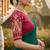 Rama green multicolor sequece embroidery work star georgette saree with blouse