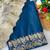 Petrol bluer zari embroidery work star georgette saree with blouse
