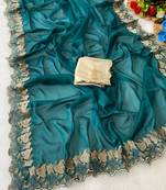 Rama zari embroidery work star georgette saree with blouse