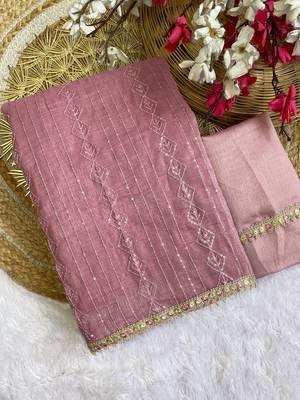 Pink multicolor sequece embroidery work crunchy saree with blouse 2