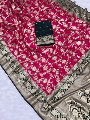 Cherry rani tapela dying dola silk blend saree with blouse 1