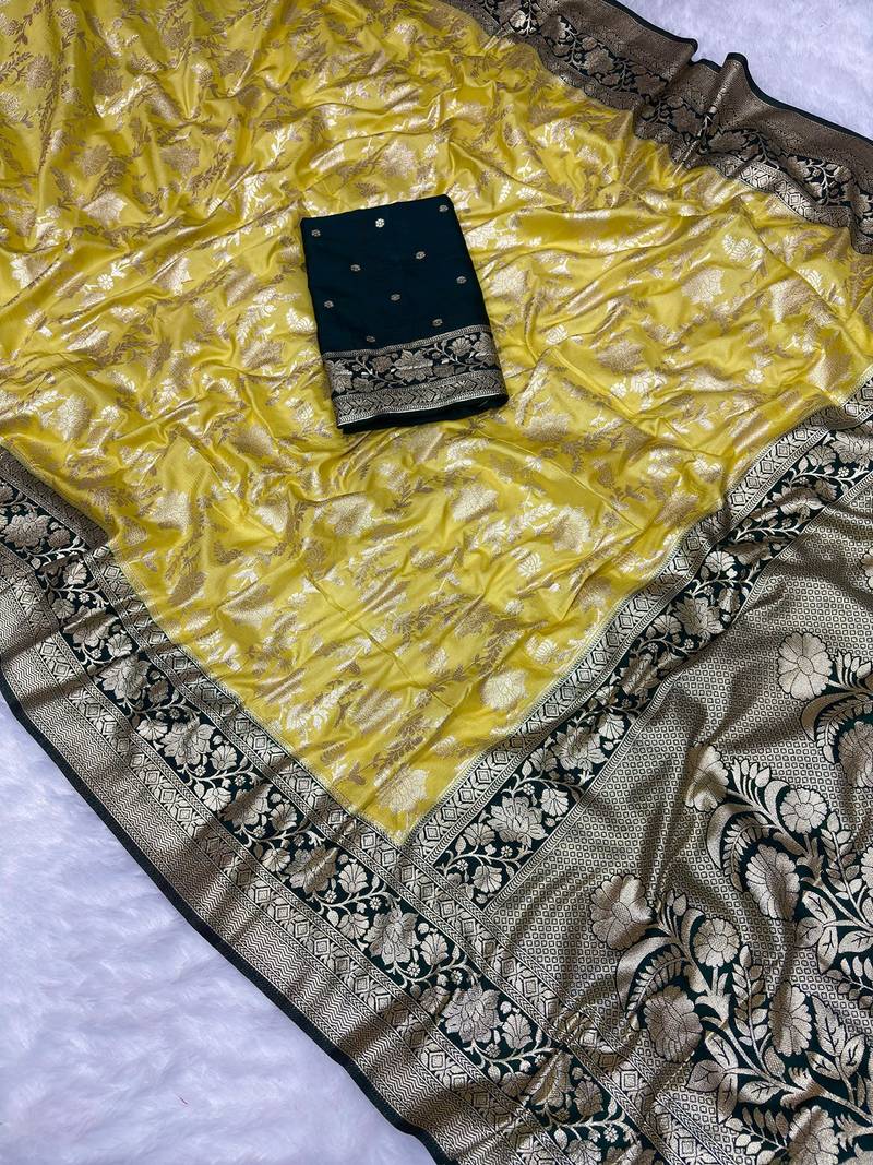 Lemon tapela dying dola silk blend saree with blouse