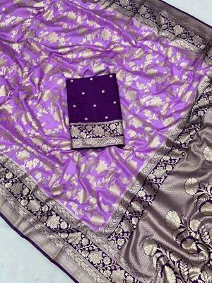 Levender tapela dying dola silk blend saree with blouse 4