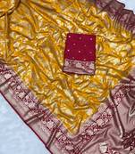 Mustard tapela dying dola silk blend saree with blouse