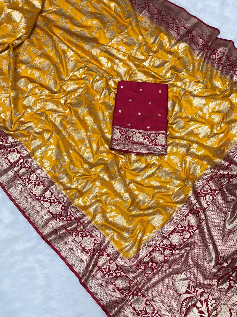 Mustard tapela dying dola silk blend saree with blouse