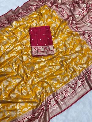 Mustard tapela dying dola silk blend saree with blouse 2