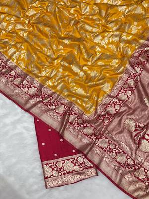 Mustard tapela dying dola silk blend saree with blouse 4