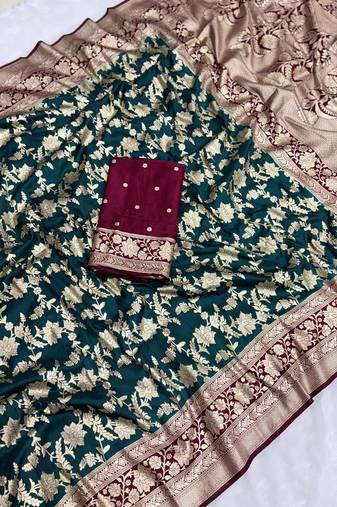 Petrol tapela dying dola silk blend saree with blouse