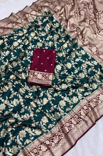 Petrol tapela dying dola silk blend saree with blouse