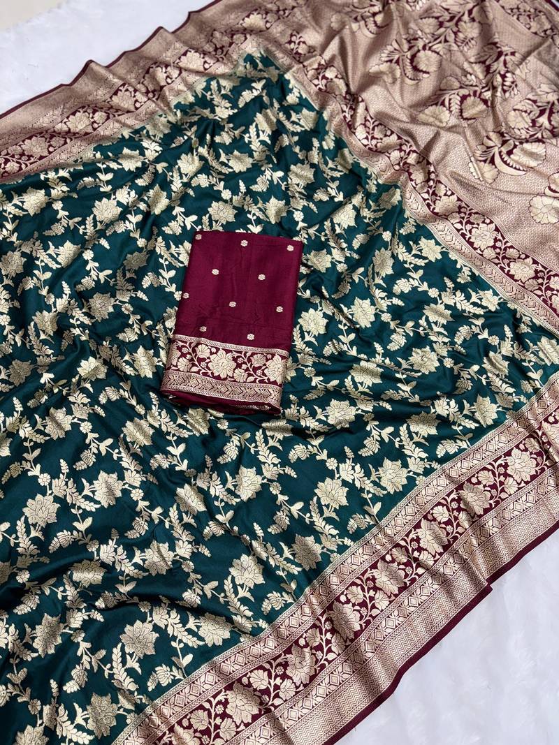Petrol tapela dying dola silk blend saree with blouse