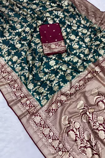 Petrol tapela dying dola silk blend saree with blouse