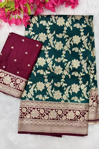 Petrol tapela dying dola silk blend saree with blouse