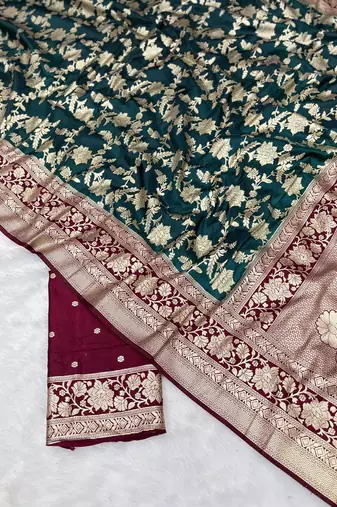 Petrol tapela dying dola silk blend saree with blouse