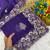 Purple zari embroidery work crunchy saree with blouse