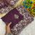 Wine zari embroidery work crunchy saree with blouse