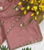 Gajari beads embroidery work chocolate saree with blouse