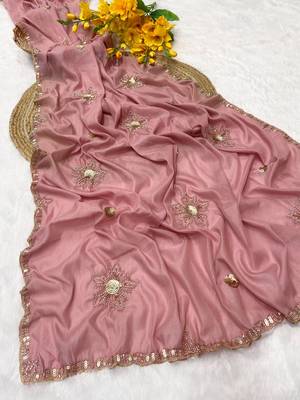 Gajari beads embroidery work chocolate saree with blouse 2