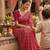Multicolor foil work vichitra silk blend saree with blouse