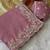 Baby pink coding embroidery work crunchy saree with blouse