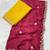 Maroon zari embroidery work crunchy saree with blouse