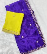 Royal zari embroidery work crunchy saree with blouse