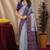 Blue rama art silk blend banarasi jacquard motif work saree with unstitched blouse piece