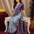 Blue rama art silk blend banarasi jacquard motif work saree with unstitched blouse piece