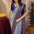 Blue rama art silk blend banarasi jacquard motif work saree with unstitched blouse piece