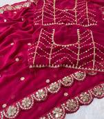 Cherry mirror & embroidery work georgette saree with blouse