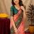 Green gajri art silk blend banarasi jacquard motif work saree with unstitched blouse piece