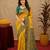Green gold art silk blend banarasi jacquard motif work saree with unstitched blouse piece