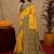 Green gold art silk blend banarasi jacquard motif work saree with unstitched blouse piece
