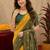 Green gold art silk blend banarasi jacquard motif work saree with unstitched blouse piece