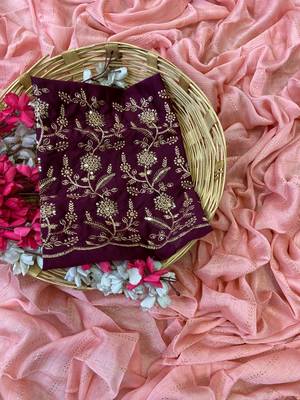 Gajari foil work moss chiffon saree with blouse 2