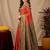 Green orange art silk blend banarasi jacquard motif work saree with unstitched blouse piece