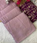 Lavender foil work moss chiffon saree with blouse