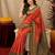 Green orange art silk blend banarasi jacquard motif work saree with unstitched blouse piece