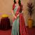 Red rama art silk blend banarasi jacquard motif work saree with unstitched blouse piece