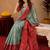 Red rama art silk blend banarasi jacquard motif work saree with unstitched blouse piece