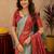 Red rama art silk blend banarasi jacquard motif work saree with unstitched blouse piece