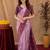 Wine purple art silk blend banarasi jacquard motif work saree with unstitched blouse piece