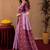 Wine purple art silk blend banarasi jacquard motif work saree with unstitched blouse piece
