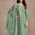 Sea green organza festival pant style readymade suit