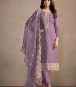 Lavender organza festival pant style readymade suit