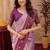 Wine purple art silk blend banarasi jacquard motif work saree with unstitched blouse piece